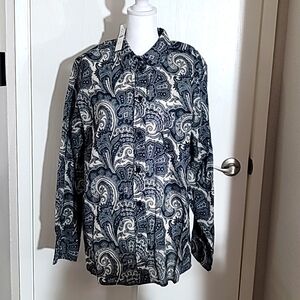 JCrew Collection Navy Paisley Button Shirt Size 20